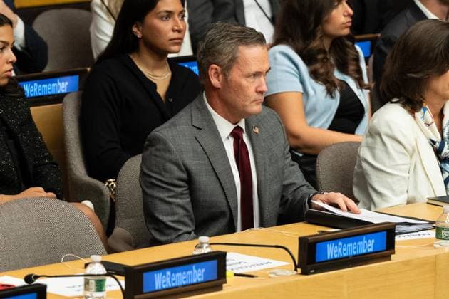 September 30, 2025, Bronx, New York, USA: Ambassador Michael Waltz attends commemoration ceremony at UN Headquarters in New York, NY on September 30, 2025 to mark horrific terrorist attack of October 7 by Hamas. Focus of ceremony was to honor the women who stepped forward when the world stood still. Bronx USA - ZUMAr339 20250930_znp_r339_033 Copyright: xLevxRadinx