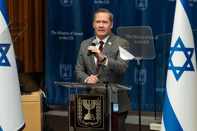 September 30, 2025, Bronx, New York, USA: Ambassador Michael Waltz speaks during commemoration ceremony at UN Headquarters in New York, NY on September 30, 2025 to mark horrific terrorist attack of October 7 by Hamas. Focus of ceremony was to honor the women who stepped forward when the world stood still. Bronx USA - ZUMAr339 20250930_znp_r339_037 Copyright: xLevxRadinx