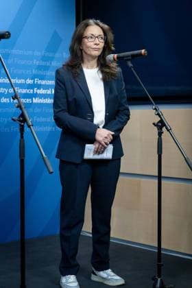 Steel discussion with works councils and trade unions Federal Ministry of Finance, Berlin, Opening statement, Chairwoman DGB, Yasmin Fahimi Berlin Berlin GER
