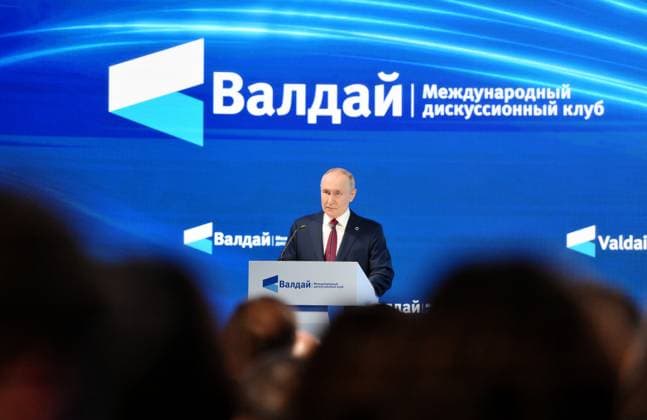 Russia Putin Valdai Discussion Club 9018303 02.10.2025 Russian President Vladimir Putin delivers a speech during a plenary session The Polycentric World: Instructions for Use of the Valdai International Discussion Club in Sochi, Krasnodar region, Russia. Grigory Sysoev Sputnik Sochi Krasnodar region Russia  Copyright: xGrigoryxSysoevx