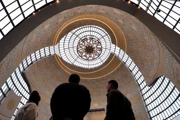 Interior view of the DITIB central mosque in Ehrenfeld on Open Mosque Day Since 2022, a muezzin has been allowed to call people to prayer by loudspeaker on Fridays at Colognes central mosque Themed image, symbolic image Cologne, 03 10 2025 NRW Germany Copyright: xChristophxHardtx