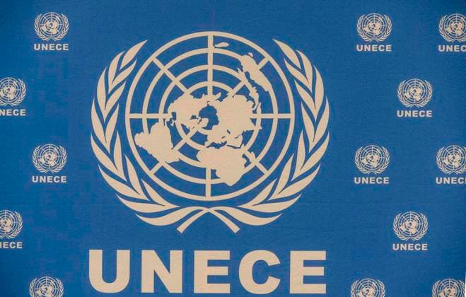 October 8, 2025, Geneva, Geneva, Switzerland: Geneva Switzerland, 10 08 2025: Presentation of the seal of UNECE during at the UNECE Ministerial meeting on housing affordability and sustainability (United Nations Economic Commission for Europe) and which is also the 86th session of the Committee on Housing, which concerns Urban Development and Land Management which took place at United Nations of Geneva in Geneva. Geneva Switzerland - ZUMAd206 20251008_zip_d206_004 Copyright: xEricxDubostx