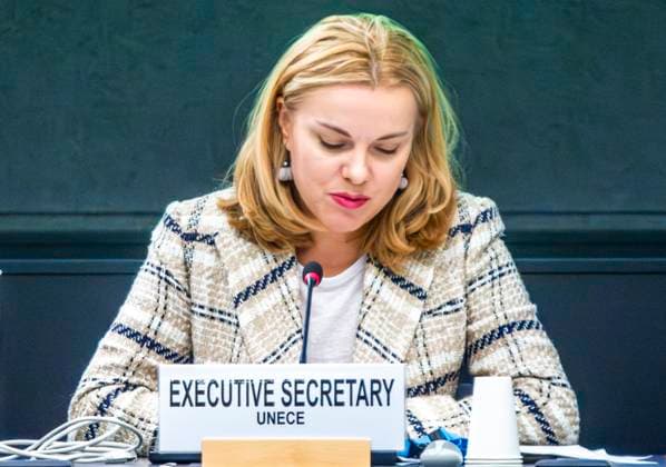 October 8, 2025, Geneva, Geneva, Switzerland: Geneva Switzerland, 10 08 2025: Ms. TATIANA MOLCEAN (Executive Secretary, UNECE) explained the issues and the different parts of the conference during at the UNECE Ministerial meeting on housing affordability and sustainability (United Nations Economic Commission for Europe) and which is also the 86th session of the Committee on Housing, which concerns Urban Development and Land Management which took place at United Nations of Geneva in Geneva. Geneva Switzerland - ZUMAd206 20251008_zip_d206_011 Copyright: xEricxDubostx