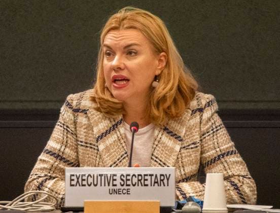 October 8, 2025, Geneva, Geneva, Switzerland: Geneva Switzerland, 10 08 2025: Ms. TATIANA MOLCEAN (Executive Secretary, UNECE) explained the issues and the different parts of the conference during at the UNECE Ministerial meeting on housing affordability and sustainability (United Nations Economic Commission for Europe) and which is also the 86th session of the Committee on Housing, which concerns Urban Development and Land Management which took place at United Nations of Geneva in Geneva. Geneva Switzerland - ZUMAd206 20251008_zip_d206_014 Copyright: xEricxDubostx