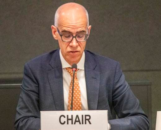 October 8, 2025, Geneva, Geneva, Switzerland: Geneva Switzerland, 10 08 2025: Mr. MARTIN TSCHIRREN (Secretary of State, Director of the Federal Housing Office (Switzerland)) explained the creation, advocacy and impact of the United Nations Geneva Charter on Sustainable Housing during at the UNECE Ministerial meeting on housing affordability and sustainability (United Nations Economic Commission for Europe) and which is also the 86th session of the Committee on Housing, which concerns Urban Development and Land Management which took place at United Nations of Geneva in Geneva. Geneva Switzerland - ZUMAd206 20251008_zip_d206_015 Copyright: xEricxDubostx