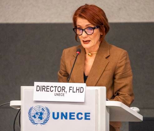 October 8, 2025, Geneva, Geneva, Switzerland: Geneva Switzerland, 10 08 2025: Ms. PAOLA DEDA (Director, Forests, Housing and Land Division, UNECE) gave a Keynote presentation on Housing Challenges in the UNECE Region during at the UNECE Ministerial meeting on housing affordability and sustainability (United Nations Economic Commission for Europe) and which is also the 86th session of the Committee on Housing, which concerns Urban Development and Land Management which took place at United Nations of Geneva in Geneva. Geneva Switzerland - ZUMAd206 20251008_zip_d206_025 Copyright: xEricxDubostx