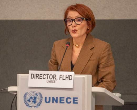 October 8, 2025, Geneva, Geneva, Switzerland: Geneva Switzerland, 10 08 2025: Ms. PAOLA DEDA (Director, Forests, Housing and Land Division, UNECE) gave a Keynote presentation on Housing Challenges in the UNECE Region during at the UNECE Ministerial meeting on housing affordability and sustainability (United Nations Economic Commission for Europe) and which is also the 86th session of the Committee on Housing, which concerns Urban Development and Land Management which took place at United Nations of Geneva in Geneva. Geneva Switzerland - ZUMAd206 20251008_zip_d206_026 Copyright: xEricxDubostx