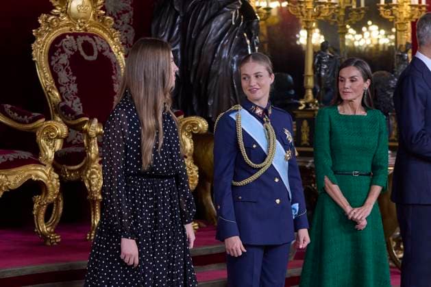 October 12, 2025, Madrid, Madrid, Spain: KING FELIPE VI of Spain and QUEEN LETIZIA of Spain CROWN PRINCESS LEONOR of Spain and PRINCESS SOFIA of Spain attend a reception during the National Day at the Royal Palace Madrid Spain - ZUMAc260 20251012_zep_c260_025 Copyright: xMikexChicorrox