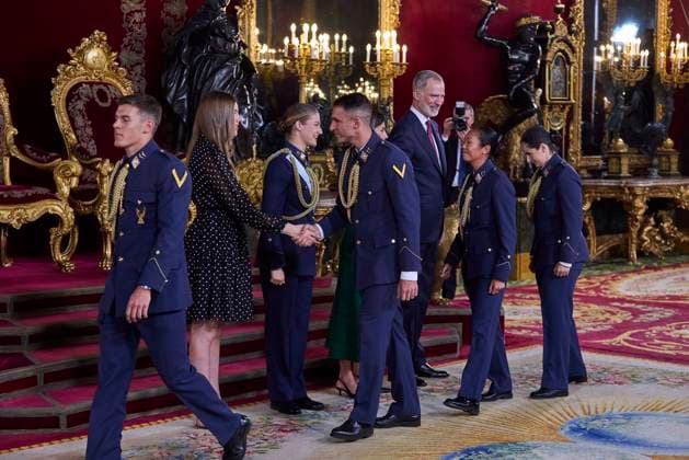 October 12, 2025, Madrid, Madrid, Spain: KING FELIPE VI of Spain and QUEEN LETIZIA of Spain CROWN PRINCESS LEONOR of Spain and PRINCESS SOFIA of Spain attend a reception during the National Day at the Royal Palace Madrid Spain - ZUMAc260 20251012_zep_c260_027 Copyright: xMikexChicorrox
