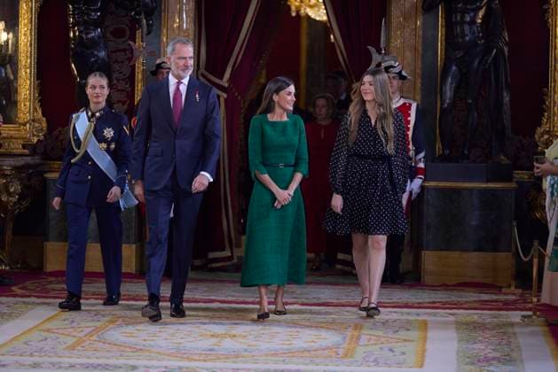 October 12, 2025, Madrid, Madrid, Spain: KING FELIPE VI of Spain and QUEEN LETIZIA of Spain CROWN PRINCESS LEONOR of Spain and PRINCESS SOFIA of Spain attend a reception during the National Day at the Royal Palace Madrid Spain - ZUMAc260 20251012_zep_c260_034 Copyright: xMikexChicorrox