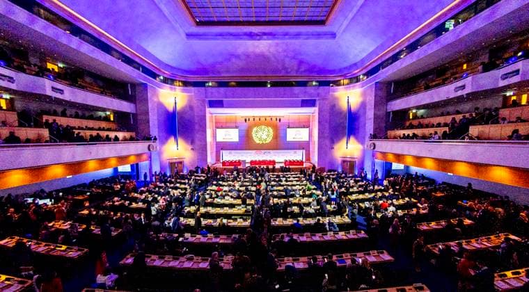 October 20, 2025, Geneva, Geneva, Switzerland: Geneva Switzerland, 10 20 2025: .Ambient view of the Assembly Hall of the Concordia building at the UN Geneva during the 16th UN conference on Trade and Development (United Nations Conference on Trade and Development) and which is also the 16th session of the 16th UN conference on Trade and Development, which brings together heads of state and government, ministers and other key stakeholders from business, civil society and academia to address issues of global trade and economic development and took place at United Nations of Geneva in Geneva. Geneva Switzerland - ZUMAd206 20251020_zip_d206_004 Copyright: xEricxDubostx