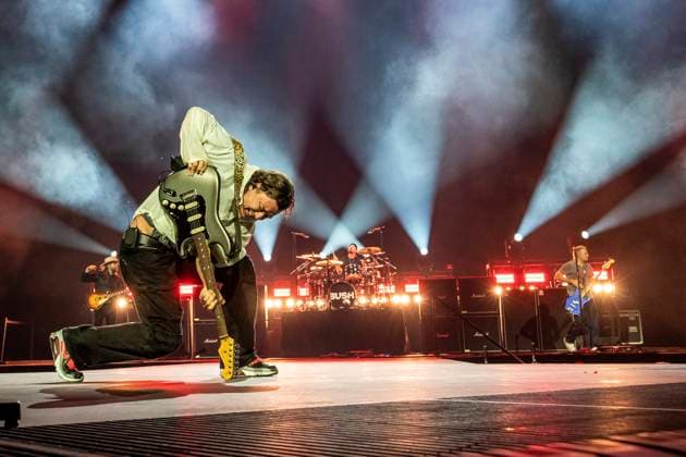 Corey Britz, Gavin Rossdale, Nik Hughes and Chris Traynor from Bush live at a concert in the ZAG Arena Hannover, 21 10 2025 Foto:xC.xSpeidelx xFuturexImagex bush_5011