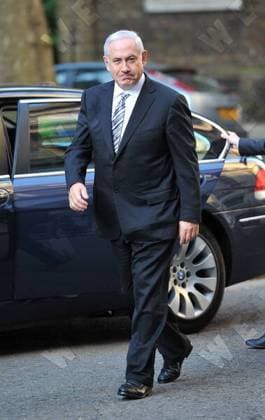 Israeli Prime Minister Benjamin Netanyahu walking to the door at 10 Downing Street Israeli Prime Minister Benjamin Netanyahu arrives for a dinner with Prime Minister David Cameron at 10 Downing Street London, England - 04.05.11, London, United Kingdom WENN 5648476