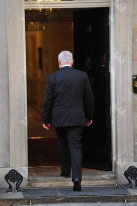Israeli Prime Minister Benjamin Netanyahu walking through the door at 10 Downing Street Israeli Prime Minister Benjamin Netanyahu arrives for a dinner with Prime Minister David Cameron at 10 Downing Street London, England - 04.05.11, London, United Kingdom WENN 5648479
