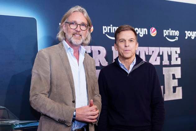 Marc Rasmus and Christoph Schneider at the premiere of the Prime Video SAT 1 series Der letze Bulle at the Gloria Palast Munich, 27 10 2025 Foto:xN.xKolinzx xFuturexImagex bulle_5006