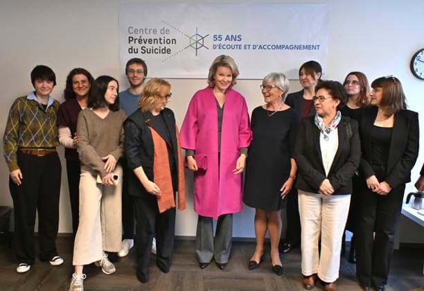 Queen Mathilde Visits Centre De Prevention Du Suicide BRUSSELS, BELGIUM - NOVEMBER 3 :Queen Mathilde visits the Centre de Prévention du Suicide in Brussels, an organisation dedicated to multifaceted suicide prevention through accessible and low-threshold telecare. The organisation offers support to people with suicidal thoughts or behaviour, and to their loved ones. .on November 03, 2025 in Brussels, Belgium, 03 11 2025 Brussels Belgium  Copyright: xBertxVanxDenxBrouckex