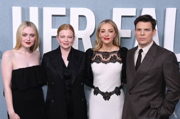 NEW YORK, NY - NOVEMBER 3: Dakota Fanning, Sarah Snook, Abby Elliott and Jake Lacy at the Peacock Original premiere screening of All Her Fault on November 3, 2025 at SVA Theater in New York City. Copyright: xMediaPunchx