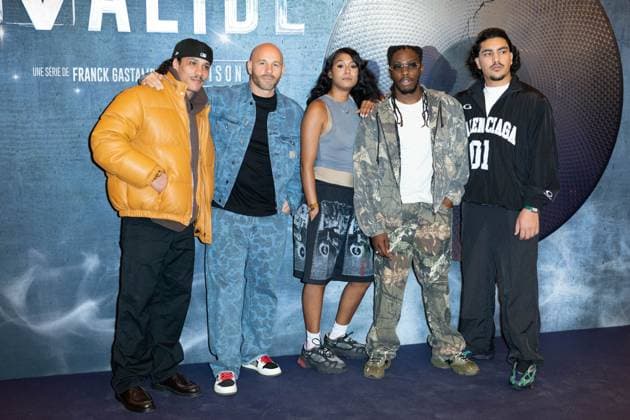Valide Saison 3 Premiere Clement Penhoat a.k.a. Hatik, Franck Gastambide, Laetitia Kerfa, Heardley Stinvil a.k.a. Yadley and Delil Ozhan attending the Valide Saison 3 Premiere at the Grand Rex cinema in Paris, France on November 03, 2025. Photo by Aurore Marechal ABACAPRESS.COM Paris France  Copyright: xMarechalxAurore ABACAx
