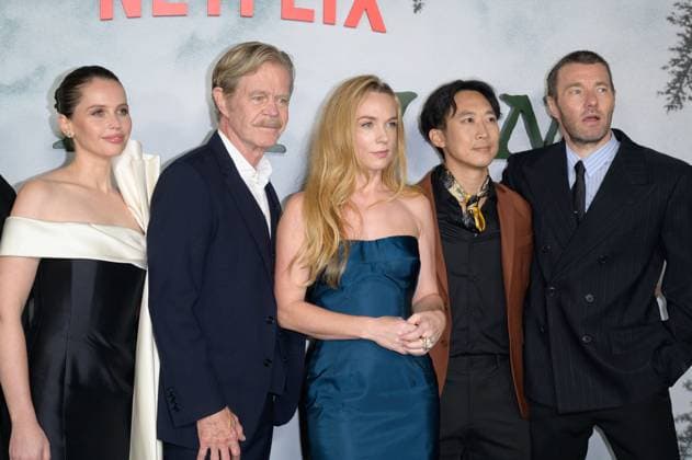 Train Dreams Premiere - Los Angeles, USA LOS ANGELES, USA. November 03, 2025: Felicity Jones, William H. Macy, Kerry Condon, Alfred Hsing & Joel Edgerton at the premiere for Train Dreams at Egyptian Theatre Los Angeles CA USA  Copyright: xPaulxSmith Featureflashx