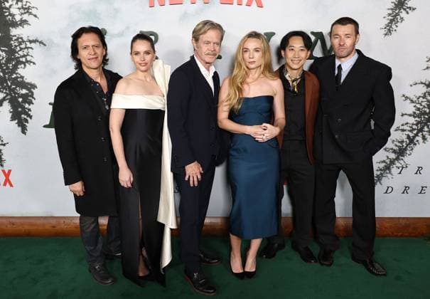 Premiere Of Netflix s Train Dreams HOLLYWOOD, LOS ANGELES, CALIFORNIA, USA - NOVEMBER 03: Clifton Collins Jr., Felicity Jones, William H. Macy, Kerry Condon, Alfred Hsing and Joel Edgerton arrive at the Premiere Of Netflix s Train Dreams held at The Egyptian Theatre Hollywood on November 3, 2025 in Hollywood, Los Angeles, California, United States., Credit:Juan Pablo Rico Avalon United States, California, Hollywood, The Egyptian Theatre Hollywood  Copyright: xJuanxPabloxRicox xAvalonx 1050184866