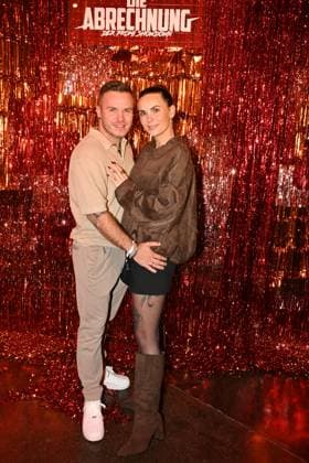 Henning Merten and Denise Merten at the premiere event for the launch of the reality format Die Abrechnung Der Promi Showdown from November 6, 2025 on ProSieben and Joyn at Festsaal Kreuzberg on November 4, 2025 in Berlin Die Abrechnung Premiere event for the new Pro7 reality show in Berlin