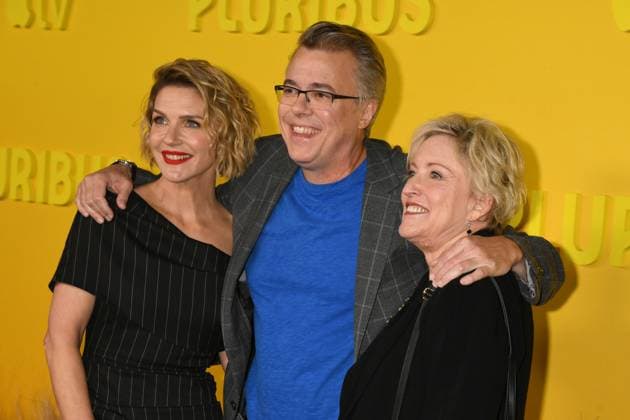 LOS ANGELES, CALIFORNIA - NOVEMBER 04:Rhea Seehorn and Vince Gilligan at the Apple TV world premiere of Pluribus at DGA Theater Complex on November 04, 2025 in Los Angeles, California Copyright: xJeffreyxMayerx xMediaPunchx