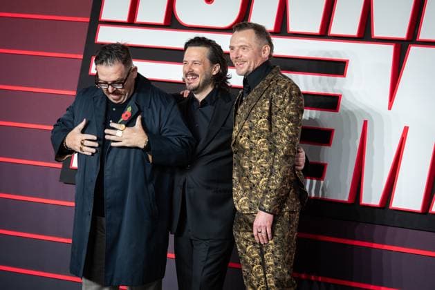 The Running Man UK Premiere in London - 05 Nov 2025 Nick Frost, Edgar Wright and Simon Pegg attend The Running Man UK Premiere at Odeon Luxe Leicester Square. London United Kingdom Copyright: xLoredanaxSangiulianox xSOPAxImagesx LSangiuliano-0552