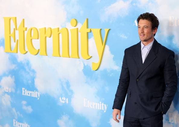 Miles Teller attends the Los Angeles Special Screening of A24 s Eternity at the AMC Century City 15 in Los Angeles, CA on Wednesday, November 5, 2025. Storyline: In an afterlife where souls have one week to decide where to spend eternity, Joan is faced with the impossible choice between the man she spent her life with and her first love, who died young and has waited decades for her to arrive.  LAP20251105819 GREGxGRUDT