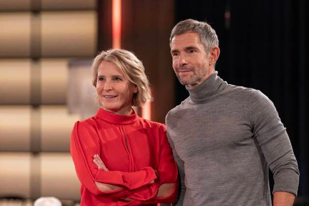 Kölner Treff on November 06, 2025 In the picture the host duo of the talk show Susan Link and Micky Beisenherz after the end of the recording Both interview their guests in their own way on both sides Cologne North Rhine-Westphalia Germany