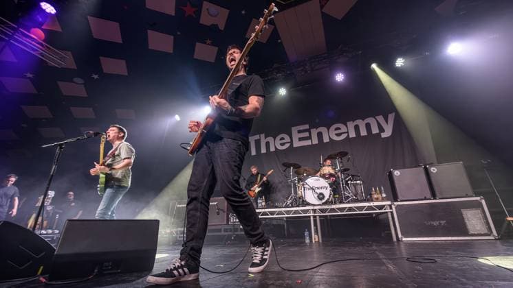 November 6, 2025, Glasgow, United Kingdom: Tom Clarke, Andy Hopkins and Liam Watts of English rock band The Enemy seen performing live at The Barrowland Ballroom. The Enemy are an English indie rock band hailing from Coventry, they broke onto the music scene in 2006 and quickly earned their place as one the biggest bands of the era. Glasgow United Kingdom - ZUMAs197 20251106_aaa_s197_152 Copyright: xStuartxWestwoodx