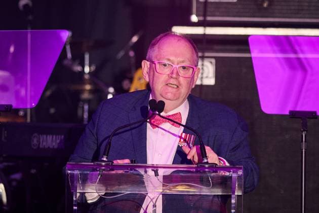November 6, 2025, Toronto, On, Canada: Human rights advocate Douglas Elliott speaks at the 2025 PTP Pink Awards in Toronto, on Thursday, Nov. 6, 2025. Toronto Canada  - ZUMAc35_ 20251106_zaf_c35_236 Copyright: xSammyxKoganx