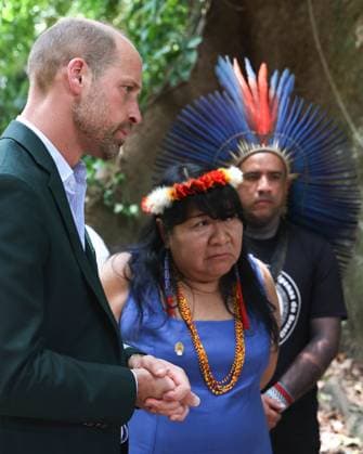 The Prince of Wales Attends COP30 07 11 2025. BelÃ m, Brazil. The Prince of Wales meets with Indigenous Peoples at Museu Emilio Goeldi. The Prince met Joenia Wapichana, a former politician and President of the National Association for Indigenous Peoples. His Royal Highness then joined a conversation with five Indigenous Peoples representatives and leaders, who come from many different parts of Brazil and represent the different cultures and biomes of Brazil., Credit:Pete Maclaine Avalon Brazil, BelÃ m  Copyright: xPetexMaclainex xAvalonx 1051008908