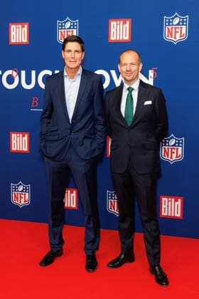 Reception BILD NFL TOUCHDOWN BERLIN Marcus Höfl and Peer Naubert at the BILD TOUCHDOWN BERLIN National Football League reception, on the occasion of the first regular season game of the NFL teams Indianapolis Colts vs Atlanta Falcons on 07 11 2025 at the Axel Springer Hochhaus in Berlin Copyright: xEventpressxKochanx
