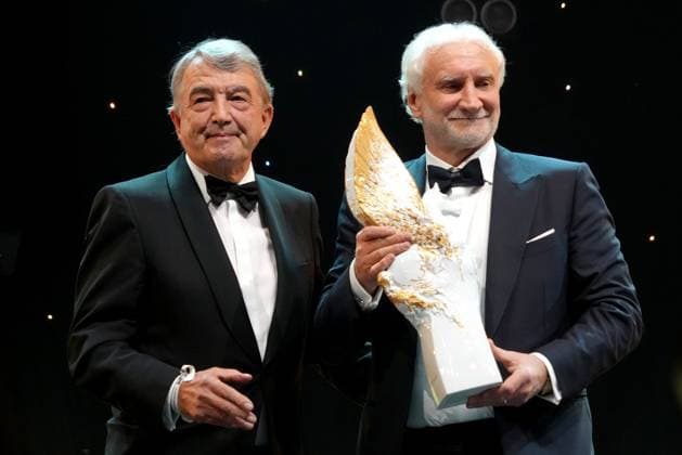 Wolfgang Niersbach and Rudi Voeller at the 43rd German Sports Press Ball on 8 11 2025 at the Alte Oper in Frankfurt am Main German Sports Press Ball 2025 in Frankfurt am Main
