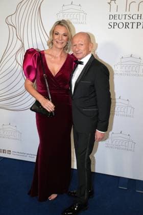Maria Riesch and Johann Schrempf at the 43rd German Sports Press Ball on 8 11 2025 at the Alte Oper in Frankfurt am Main German Sports Press Ball 2025 in Frankfurt am Main