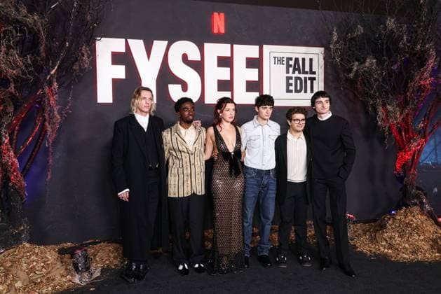Netflix FYSEE: The Fall Edit - Stranger Things Season 5 FYC Event English actor and singer Jamie Campbell Bower, American actor, singer, and dancer Caleb McLaughlin, British actress and producer Millie Bobby Brown, Canadian-American actor and entrepreneur Noah Schnapp, American actor and singer Gaten Matarazzo and Canadian actor, musician, director, and recording artist Finn Wolfhard arrive at the Netflix FYSEE: The Fall Edit - Stranger Things Season 5 FYC (For Your Consideration) Event held at the Netflix Tudum Theater in Hollywood, Los Angeles, California, United States. Netflix Tudum Theater, Hollywood, Los Angeles, California, USA California United States  Copyright: xImagexPressxAgencyx originalFilename: collin-netflixf251109_npGs8.jpg