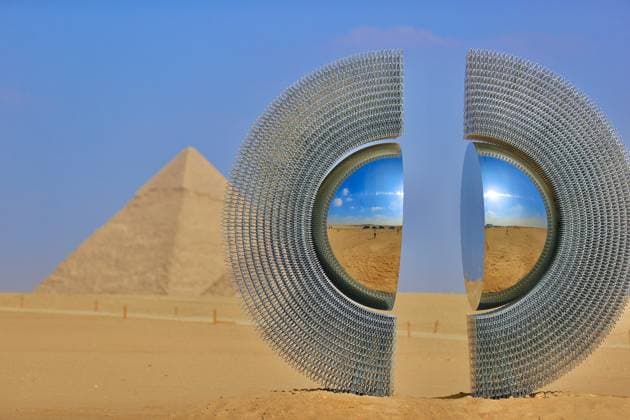 Contemporary Art Exhibition in Giza Pyramids GIZA, EGYPT - NOVEMBER 11: A view from the Forever Is Now contemporary art exhibition held near the Pyramids of Giza in Egypt on November 11, 2025. Featuring artists from different countries, the exhibition will continue to welcome visitors until December 6. Fareed Kotb Anadolu Giza Egypt. Editorial use only. Please get in touch for any other usage.  Copyright: x2025xAnadoluxFareedxKotbx