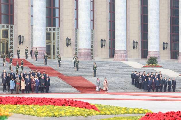 12-11-2025 China King Felipe VI and Queen Letizia with President Xi Jinping and Peng Liyuan during the statevisit in Beijing, China. Â  Copyright: xPPEx