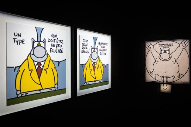 Exhibition of Philippe Geluck - Paris AJ This photo is an illustration showing the corridors, paintings, drawings, Statue statues and artworks of the exhibition during the opening of the exhibition (vernissage) of Philippe Geluck, author of the comic book (Bande dessinee, BD, Livre) strip Le Chat at the Maillol Museum in Paris, France on November 12, 2025. Photo by Alexis Jumeau ABACAPRESS.COM Paris France  Copyright: xJumeauxAlexis ABACAx