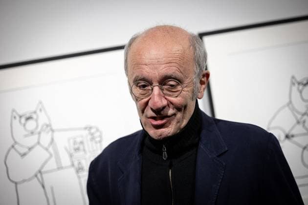 Exhibition of Philippe Geluck - Paris AJ Close up portrait of Philippe Geluck during the opening of the exhibition (vernissage) of Philippe Geluck, author of the comic book (Bande dessinee, BD, Livre) strip Le Chat at the Maillol Museum in Paris, France on November 12, 2025. Photo by Alexis Jumeau ABACAPRESS.COM Paris France  Copyright: xJumeauxAlexis ABACAx