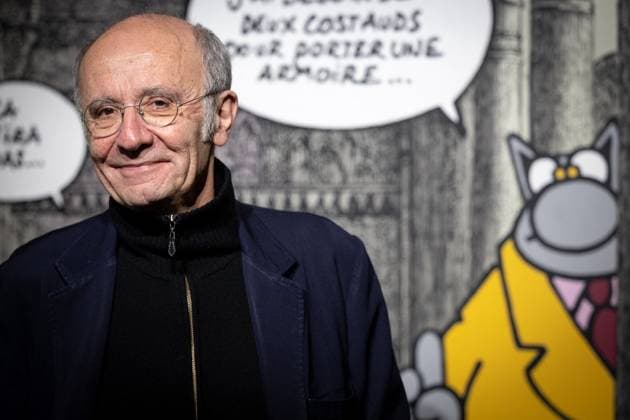 Exhibition of Philippe Geluck - Paris AJ Close up portrait of Philippe Geluck during the opening of the exhibition (vernissage) of Philippe Geluck, author of the comic book (Bande dessinee, BD, Livre) strip Le Chat at the Maillol Museum in Paris, France on November 12, 2025. Photo by Alexis Jumeau ABACAPRESS.COM Paris France  Copyright: xJumeauxAlexis ABACAx