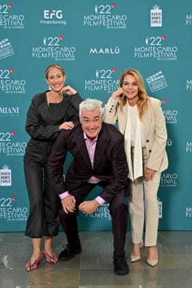 Teresa Riott, Daniel McVicar and Claudia Gerini Launch and presentation of the Jury of the 22nd Monte Carlo Festival de la Comédie at the Grimaldi Forum in Monaco, November 12, 2025 Ezio Greggio, the Festivals founder and president, introduced the members of the Jury and the films in competition on the stage of the Salle Camille Blanc at the Grimaldi Forum Actress Claudia Gerini, is President of the Jury, Franco Nero, Honorary President, Teresa Riott and Daniel McVicar make up this cinematic quartet. The Festivals aim is to promote and enhance the different genres of comedy through film premieres, Thanks to the commitment of Ezio Greggio and the late Mario Monicelli, co-founder of the event, comedy has gained a new appreciation even at pre Copyright: xBrunoxBebertx xBestimagexBrunoxBebertx xBestimagex