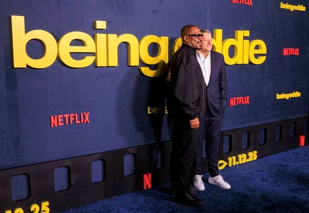 November 12, 2025, Los Angeles, California, USA: Eddie Murphy and Ted Sarandos at the Netflix Being Eddie Premiere held on Wednesday November 12, 2025 at the Netflix Tudum Theater in Los Angeles, California. JAVIER ROJAS PI Los Angeles USA - ZUMAp124 20251112_zaa_p124_026 Copyright: xJavierxRojasx