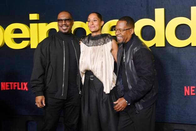 Eddie Murphy, Tracee Ellis Ross and Martin Lawrence (L-R) attend the premiere of Netflix s biographical documentary Being Eddie at the Tudum Theater Los Angeles on Wednesday, November 12, 2025. Storyline: Follows a comprehensive look at Eddie Murphy s life and career.  LAP2025111209 JIMxRUYMEN
