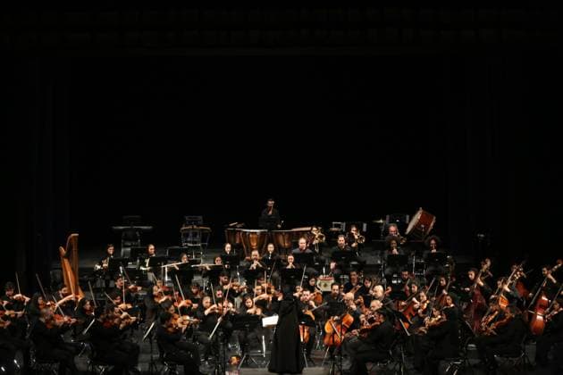 Paniz Faryusefi becomes first woman to lead Tehran Symphony Orchestra in Iran TEHRAN, IRAN - NOVEMBER 13: Tehran Symphony Orchestra performs under the baton of a female orchestra conductor Paniz Faryusefi for the first time at the Vahdat Hall in Tehran, Iran on November 13, 2025. Fatemeh Bahrami Anadolu Tehran Iran. Editorial use only. Please get in touch for any other usage.  Copyright: x2025xAnadoluxFatemehxBahramix