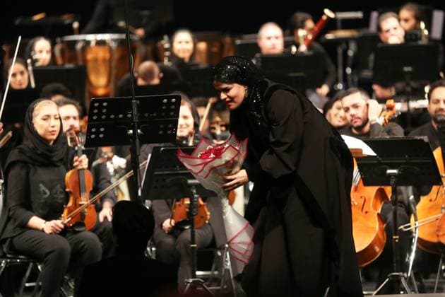 Paniz Faryusefi becomes first woman to lead Tehran Symphony Orchestra in Iran TEHRAN, IRAN - NOVEMBER 13: Tehran Symphony Orchestra performs under the baton of a female orchestra conductor Paniz Faryusefi for the first time at the Vahdat Hall in Tehran, Iran on November 13, 2025. Fatemeh Bahrami Anadolu Tehran Iran. Editorial use only. Please get in touch for any other usage.  Copyright: x2025xAnadoluxFatemehxBahramix