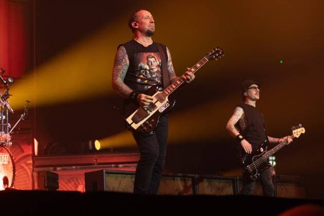 Volbeat Perform at OVO Arena Wembley, London Lead singer Michael Poulsen and bassist Kaspar Boye Larsen of Danish rock metal band Volbeat performs at OVO Arena Wembley, London, England, UK on Thursday 13 November 2025., Credit:Justin Ng Avalon UK, England, London, OVO Arena Wembley  Copyright: xJustinxNgx xAvalonx 1052296908