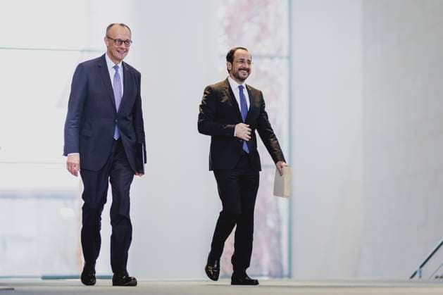 L R Friedrich Merz CDU , Federal Chancellor, and Nikos Christodoulides, President of Cyprus, pictured during a press conference in Berlin, 14 11 2025 Berlin Germany Copyright: xFlorianxGaertnerx