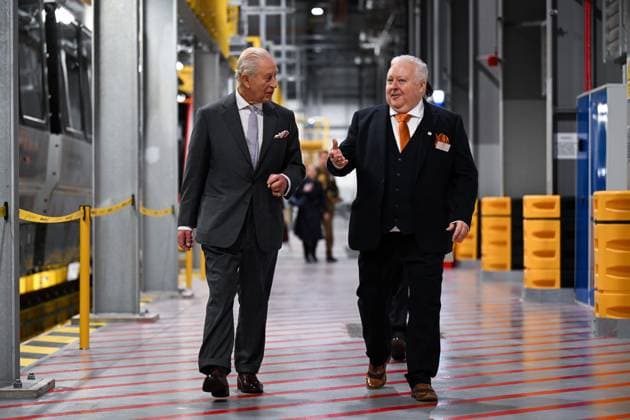 King Charles III Marks His 77th Birthday In South Wales TAFF S WELL, WALES - NOVEMBER 14: King Charles III laughing with Chief of Staff, Rob Holmes during a visit to Taff s Well Transport Depot on November 14, 2025 in Taff s Well, Wales. King Charles III and Queen Camilla are undertaking a series of engagements in South Wales today, as the monarch celebrates his 77th birthday., Credit:Finnbarr Webster Avalon United Kingdom, Wales, Taff s Well  Copyright: xFinnbarrxWebsterx xAvalonx 1052418047