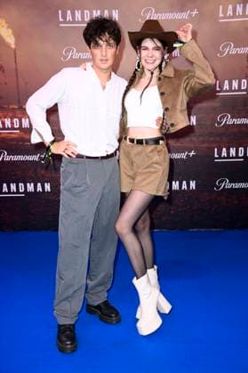 Leo Mahalo and Klaudia Giez at the European premiere of season 2 of the Paramount series Landman at Zoo Palast Berlin, 14 11 2025 Foto:xN.xKubelkax xFuturexImagex landman_berlin_5124